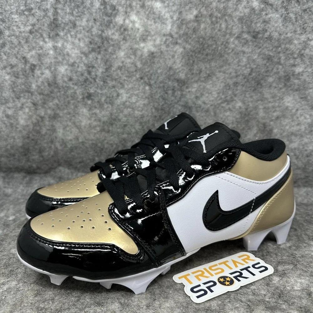 Jordan 1 Low TD Football Cleats Mens Size 11.5 Gold White Black FJ6245-701